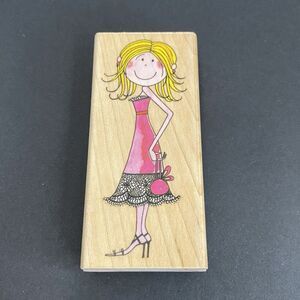 Penny Black Wood Mounted Rubber Stamp Ginger Girl Dress Party